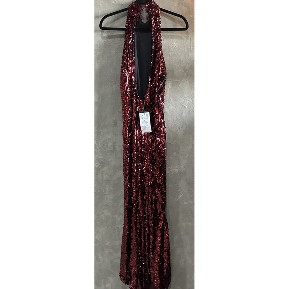 ZARA WOMAN LONG SEQUINED DRESS HALTER M Red REF: 9287/600/641 Holiday - Picture 4 of 7